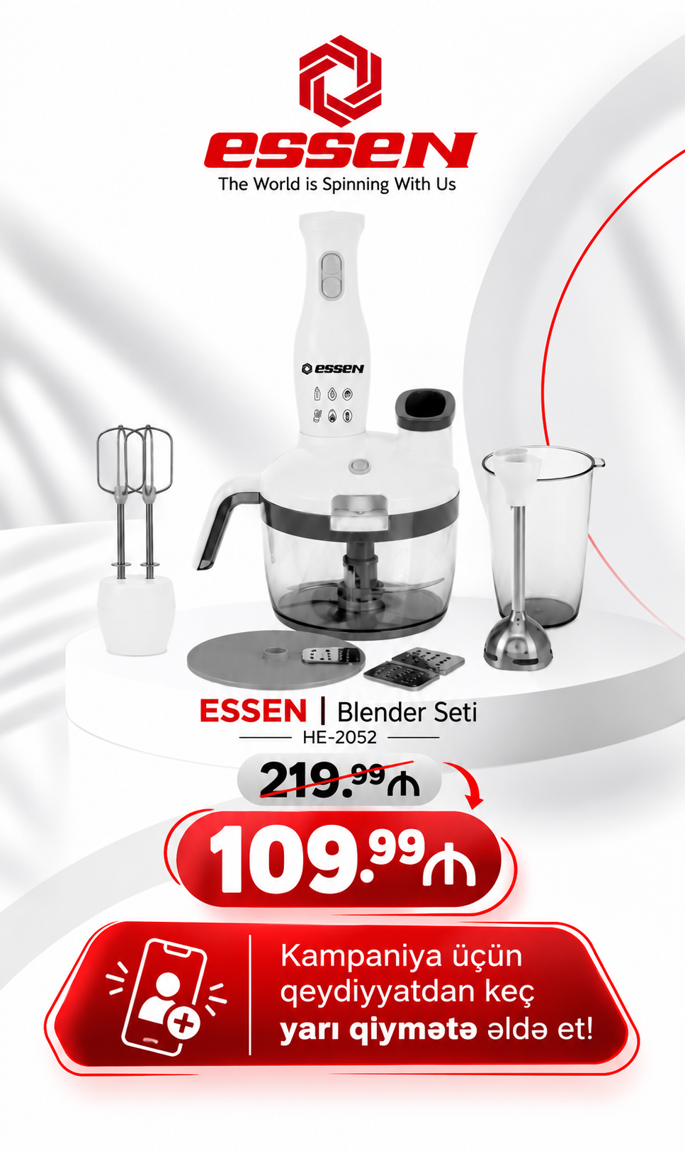 ESSEN HE-2052 blender seti — 109.99 ₼