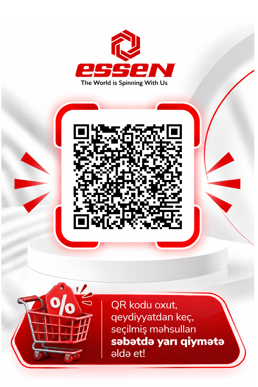 Essen QR kampaniyası — qeydiyyatdan keç, seçilmiş məhsulları səbətdə yarı qiymətə əldə et
